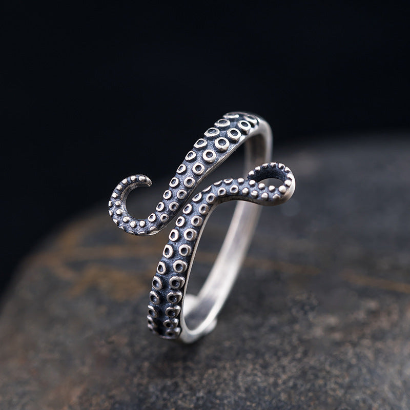 Womens Octopus Rings Adjust Open Antique Finish Alloy Fashion Ring Animal Modeling Personality Creativity Cell