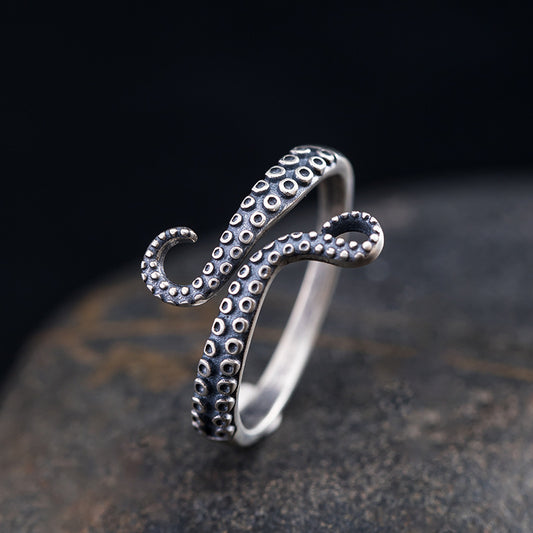Womens Octopus Rings Adjust Open Antique Finish Alloy Fashion Ring Animal Modeling Personality Creativity Cell