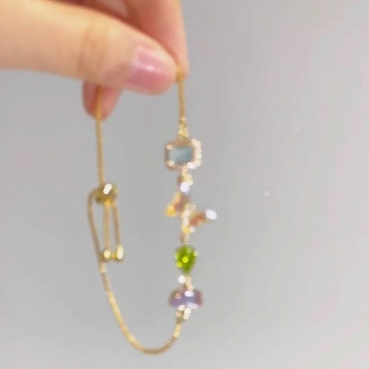 Womens Butterfly Bracelet Electroplated Alloy Jewelry With Zircon Accent Elegant Gift For Her Jewelry Colorful