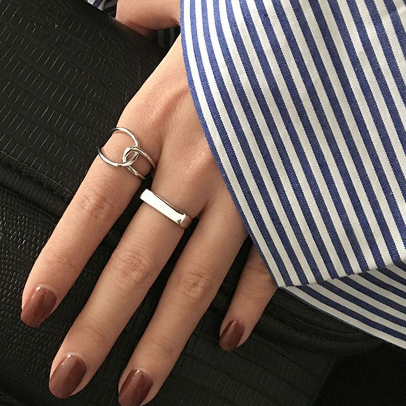 Silver Plated Adjustable Ring Geometric Cross Design For Women Index Finger Fashion Gift Elegant Jewelry Gifts