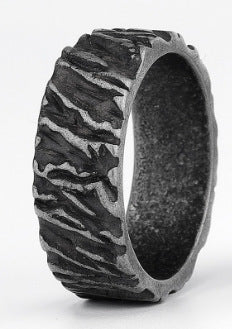 Titanium Steel Textured Ring For Unisex Wear With Modern Style And Sturdy Finish Ideal Everyday Accessory Gift