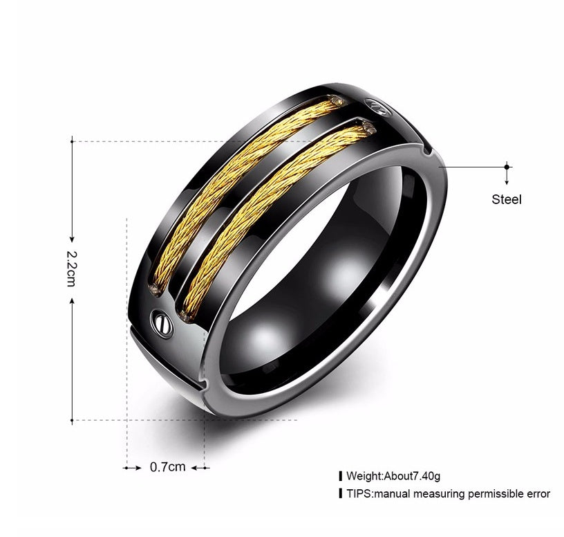 Titanium Steel Ring Unisex Geometry Electroplated Europe America Style US Codes 7 8 9 10 For Daily Wear And Gift Ready