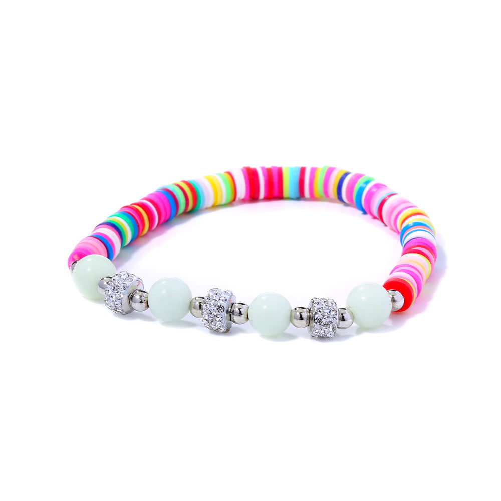 Womens Luminous Bead Bracelet Electroplated Ceramic Jewelry Glowing Soft Pottery Bracelet For Her European Lux