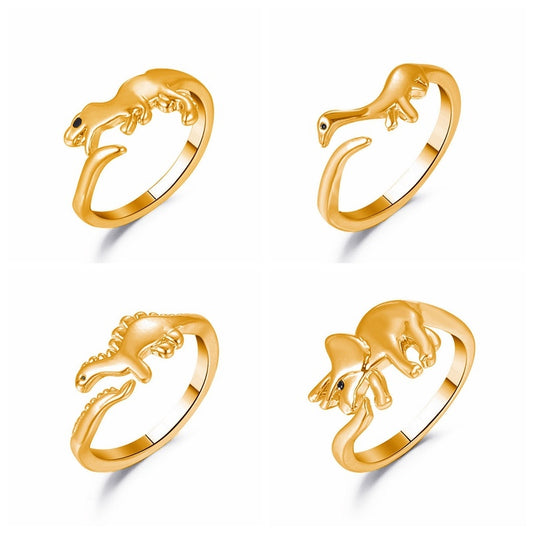 Gold Dinosaur Ring Adjustable Open Animal Ring Cute Zinc Alloy Fashion Ring For Women And Men Party Favor Ring