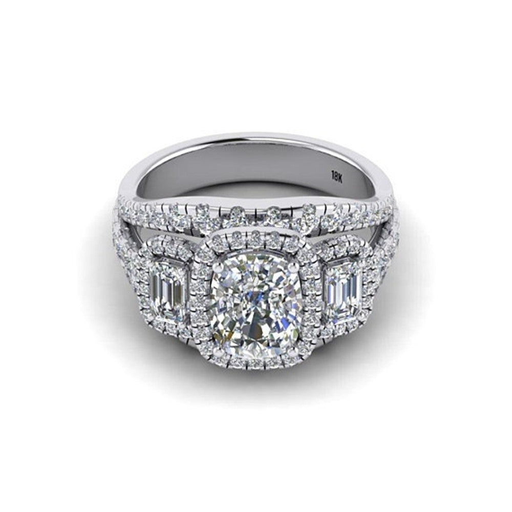 Womens Geometric Ring With Diamond Like Zirconium Inlay Alloy Wedding Jewelry Gift Individually Packed For Her