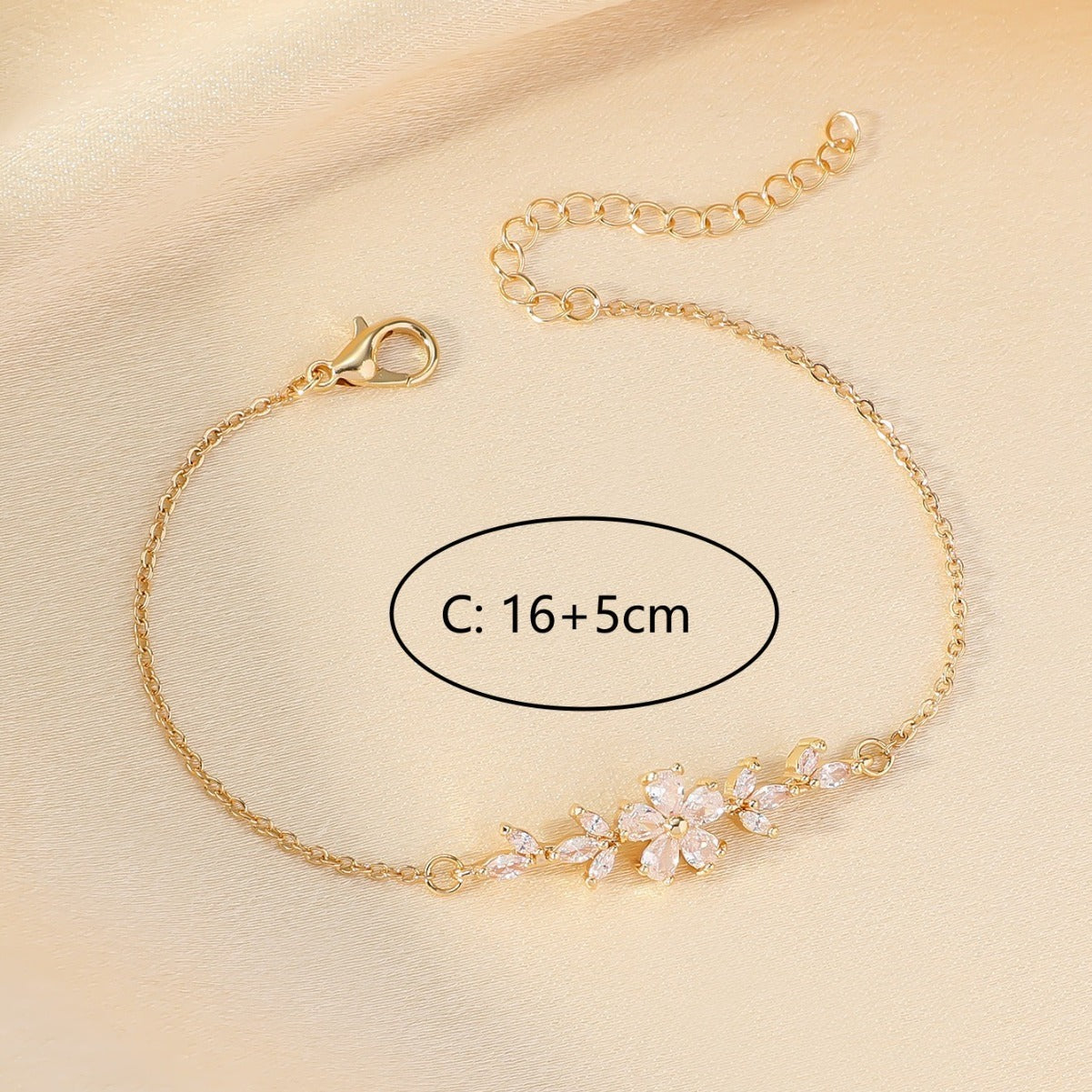 Zircon Flower Leaf Bracelet Women Travel Keepsake Gift
