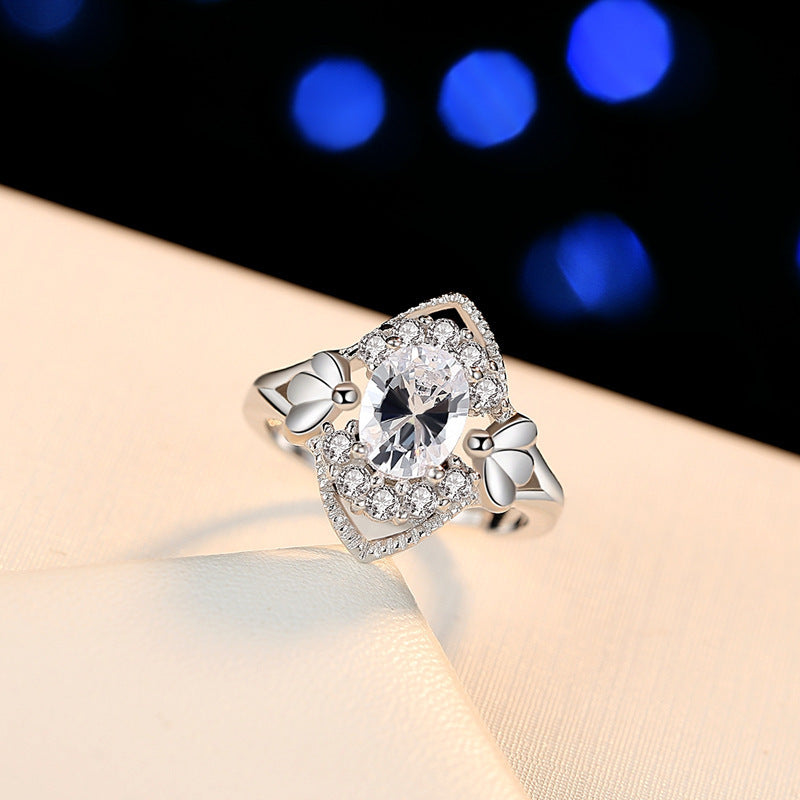 Womens Fashion Ring Exaggerated Opening Plated Platinum Statement Jewelry High Quality Durable Elegant Minimal