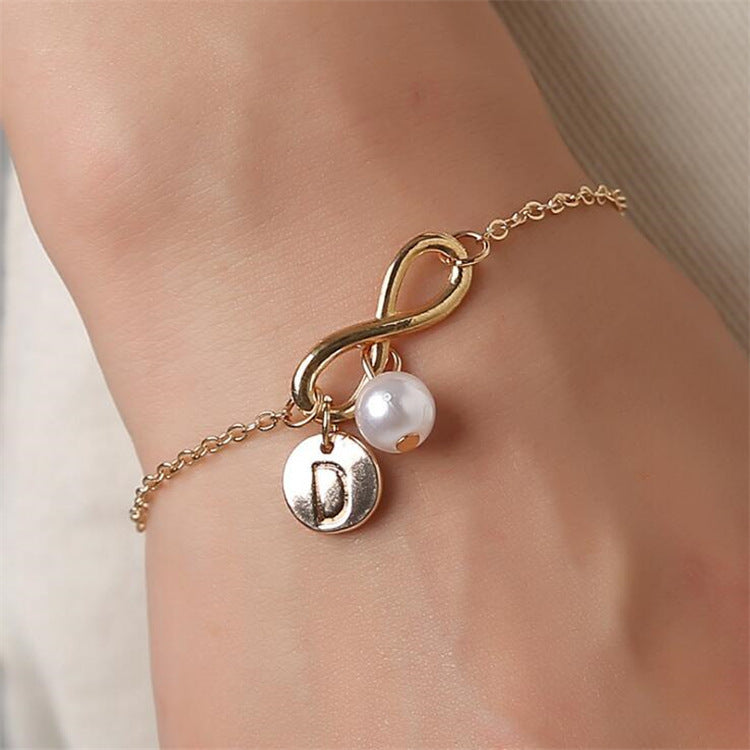 Electroplated Alloy Letter Bracelet for Women with Random Letter Charm Bangle Beach Jewelry Beach Charm Bundle