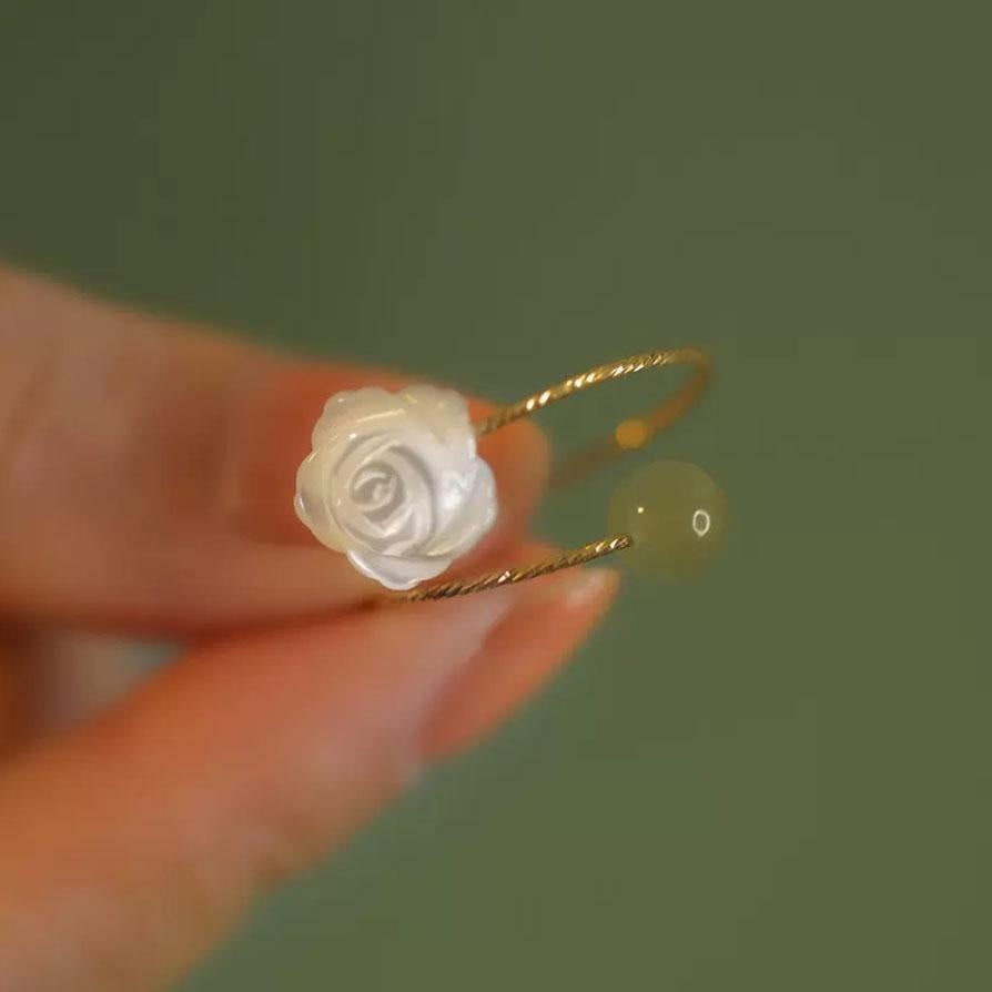 Womens Rose Ring Adjustable Opening Floral Ring Elegant Flower Ring Fashionable Accessories For Everydays Wear