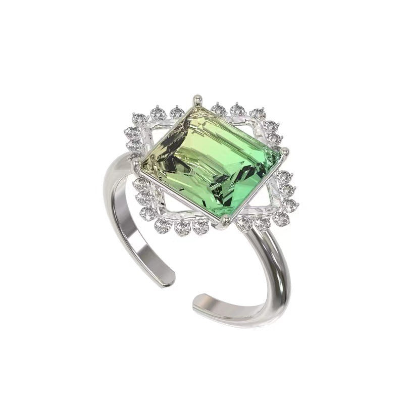 Ring Niche Design Three Dimensional Geometric Simplicity Copper Ring For Women Elegant Fashion Accessory Quartz