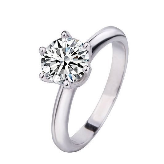 Copper Ring Six Claw Diamond Geometric Lightweight Ring