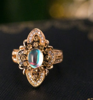 Moonstone Ring Women Alloy Jewelry Celestial Glamour