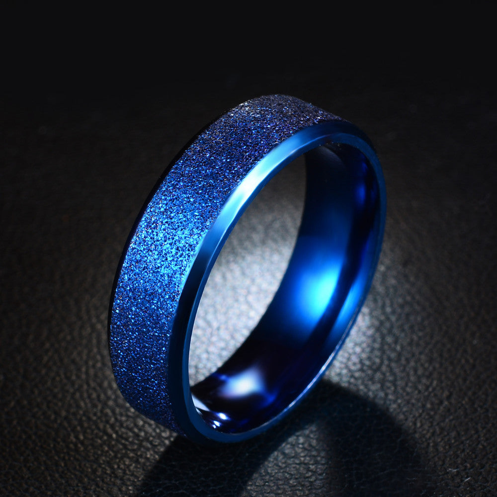 Frosted Stainless Steel Ring 6mm Unisex Band Gift Box