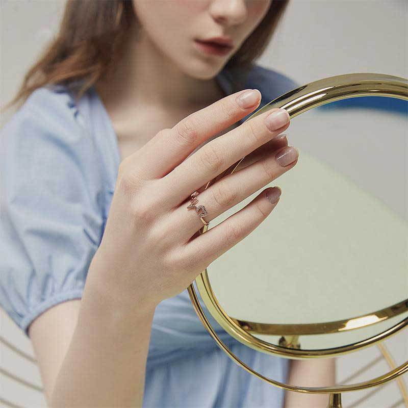 Geometric Copper Ring With Electroplating For Women Elegant