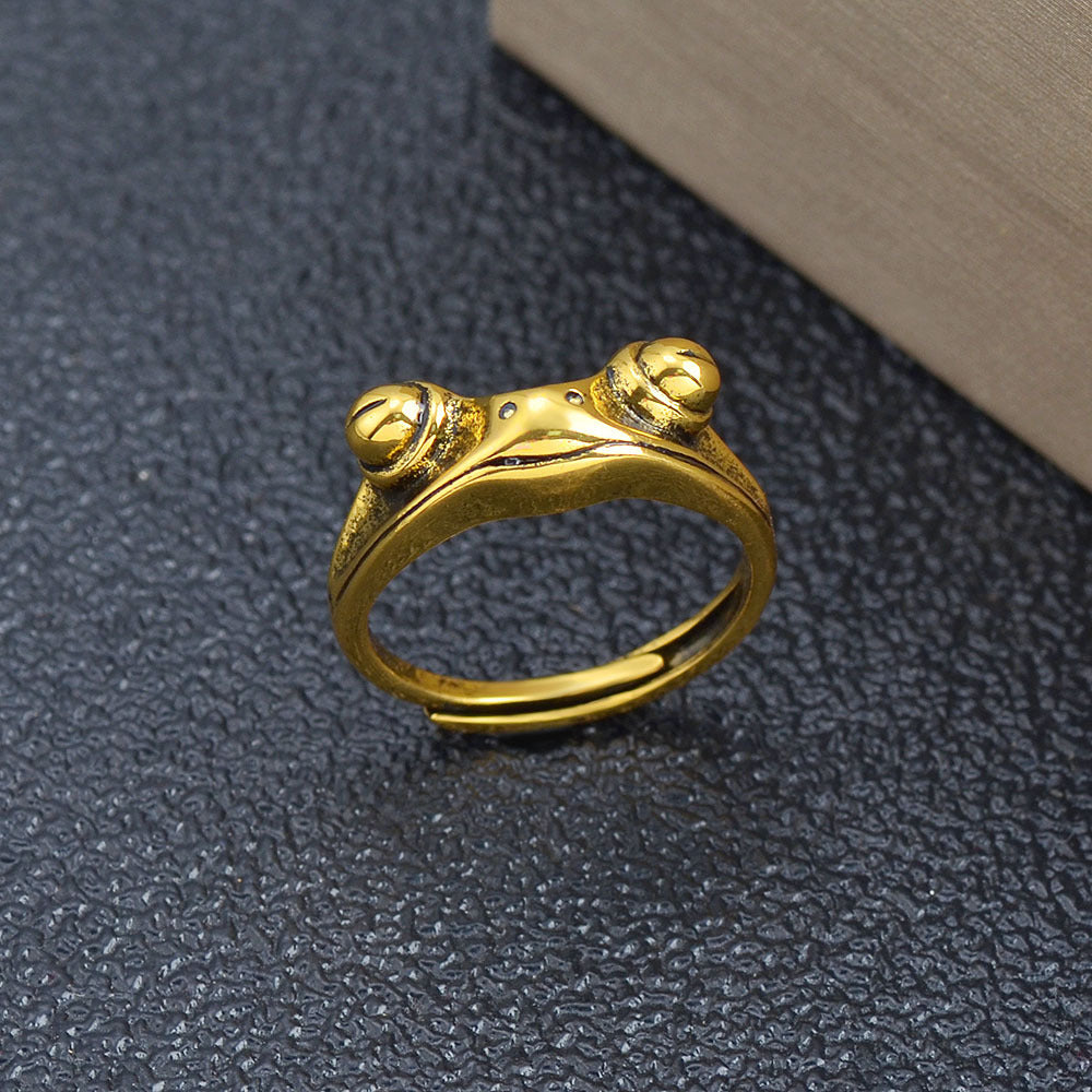Retro Frog Ring Open Copper Band With Smooth Polished Surface Color Preserving Finish Hand Polished Craft Ring