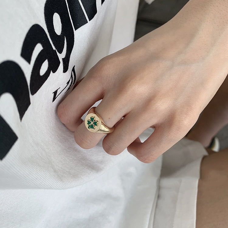 Womens Sterling Silver Floral Ring Electroplated Retro Fashion Flower Korean Design Jewelry Women Stylish Chic