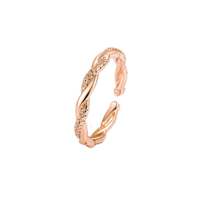 Womens Adjustable Geometric Copper Ring Electroplated Twist Ring Affordable Luxury Fashion Jewelry For Women Style