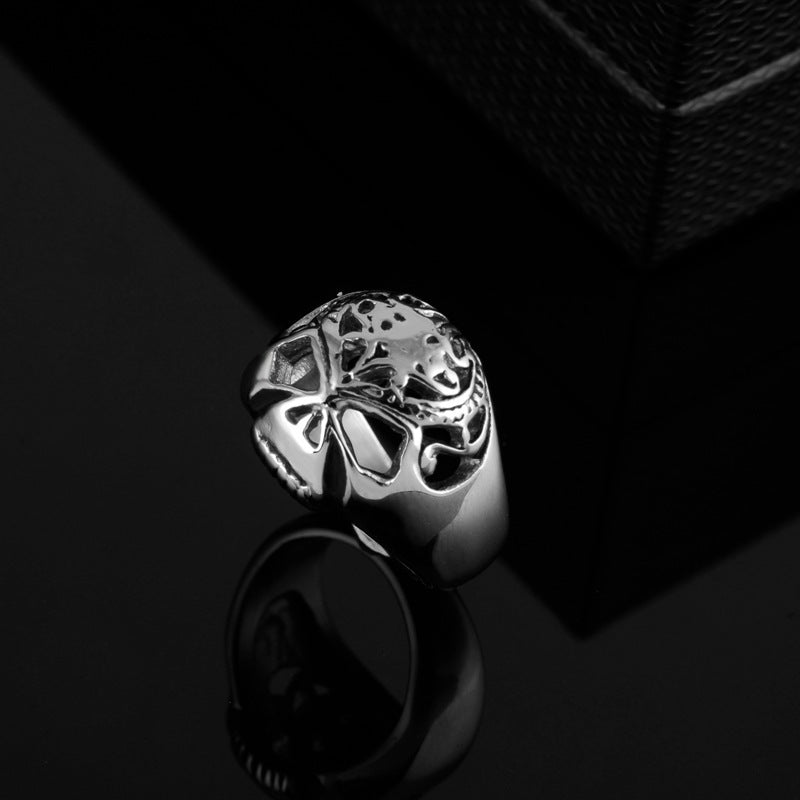 European And American Men's Titanium Steel Ghost Head Halloween Punk Ring