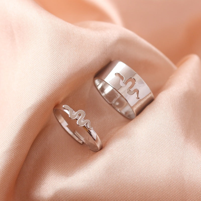 Unisex Fashion Metal Couple Rings Polished Animal Zodiac Matching Set for Lovers Durable Jewelry Gift Idea In Gift Box