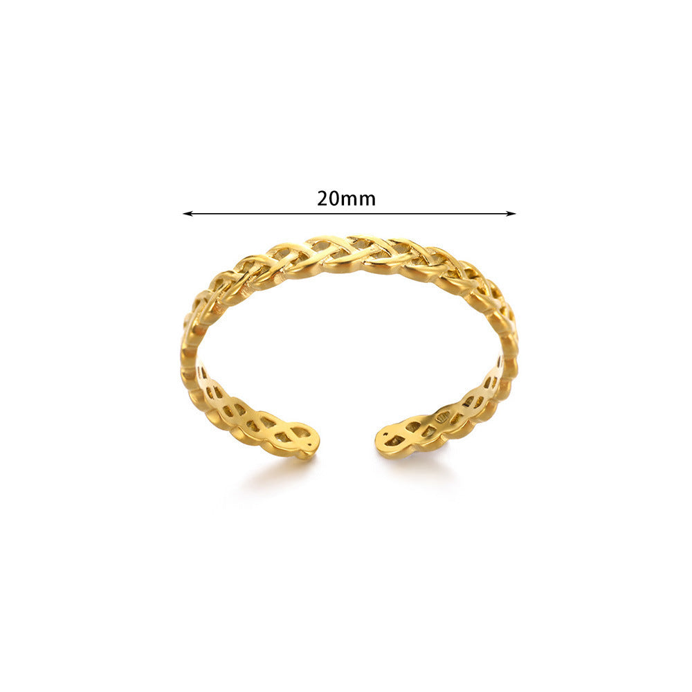 Women Adjustable Geometric Open Ring Copper Gold Finish