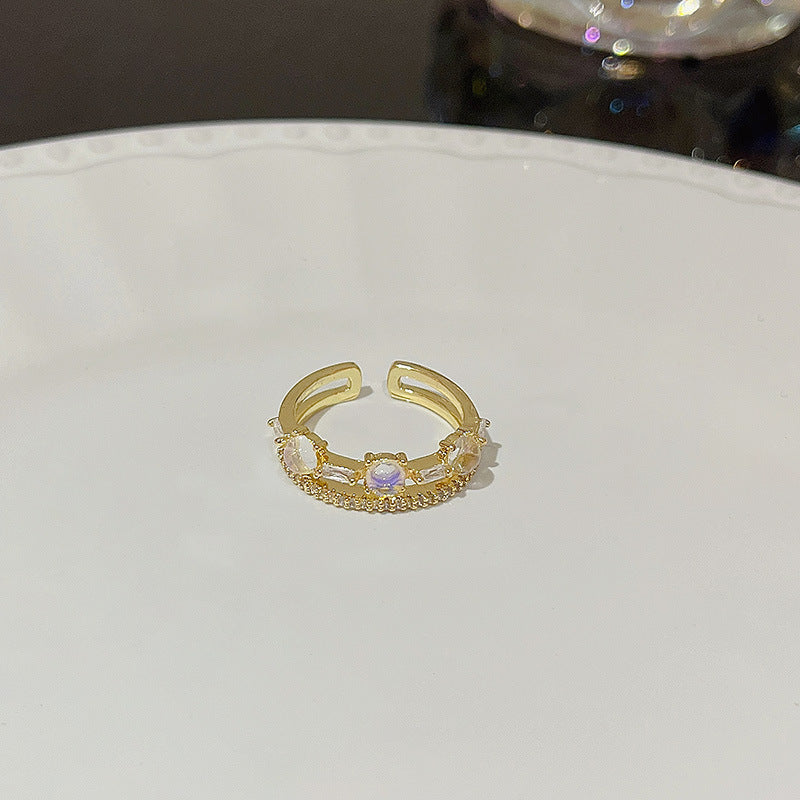 Open Ring For Women Butterfly Zircon Inlaid Copper Ring With Bow Square Heart Elements Fashion Jewelry Sparkle