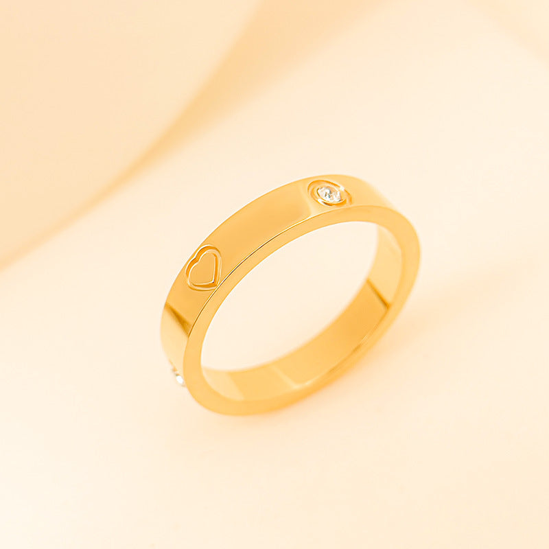 Titanium Steel Couple Rings Diamond Accent Heart Design Matching Set For Women And Men Elegant Gift For Couples