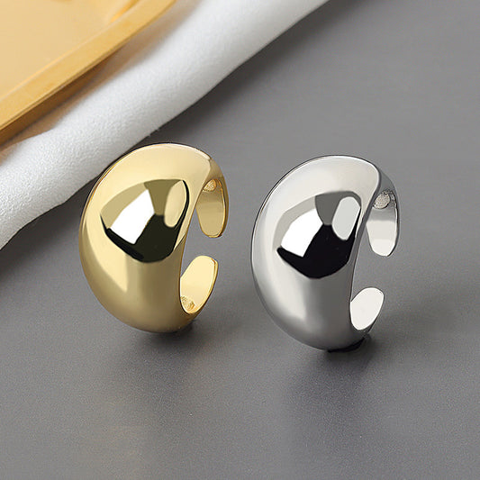 Unisex Adjustable Ring Copper Electroplated In Platinum Gold