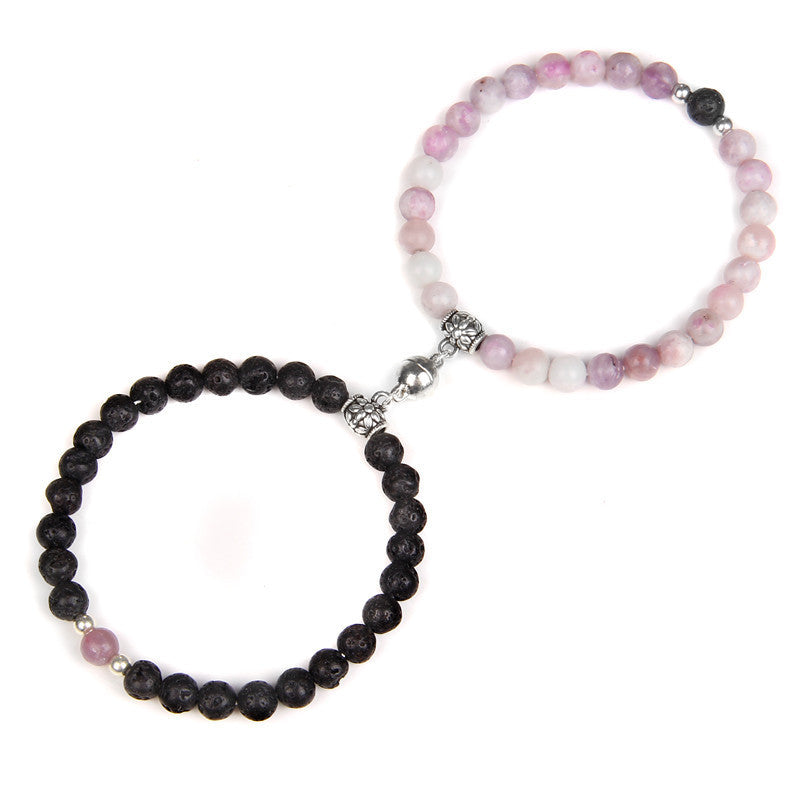 Couple Magnetic Bracelets Set Geometric Ethnic Retro Style For Anniversary Gift For Couples Keepsake Travel Go