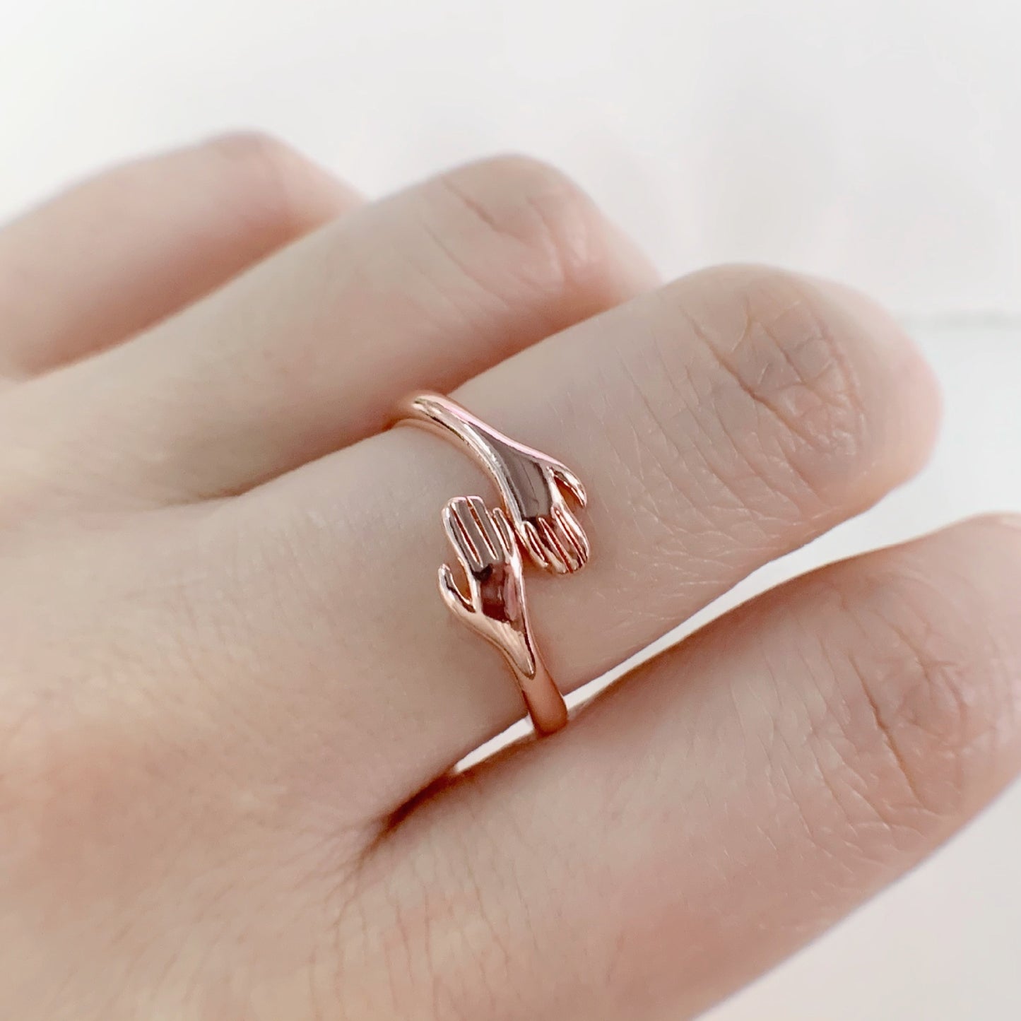 Copper Zircon Ring Embrace Geometric Design Simple Band Fashion Jewelry For Her Gift Idea Gold Silver Rose Gold