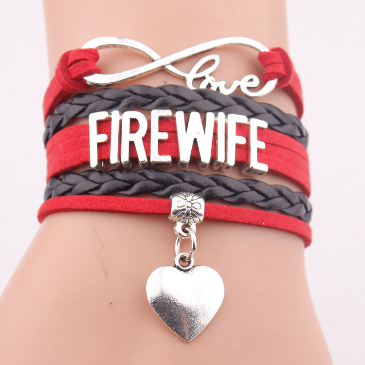 Unisex Leather Bracelet With Love Pendant Letter Charm Multi Layer Woven European Style Gift Anniversary Event