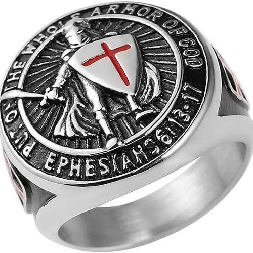 Templar Shield Cross Titanium Steel Ring Knight Style For Men Classic European Designs Bold Symbolic Accessory