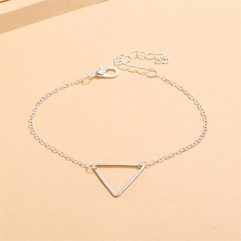 Womens Metal Triangle Bracelet Silver Tone Geometric Minimalist Design Jewelry For Women Everyday Wear Elegant