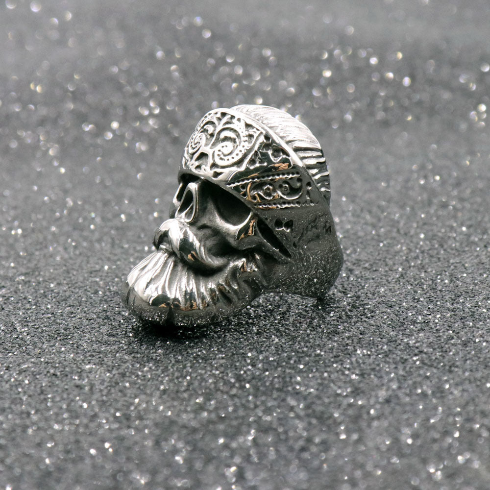 Mens Titanium Skull Ring Black Polished Retro Punk Style Statement Jewelry Durable Bold Ring For Men With Fashion Edge