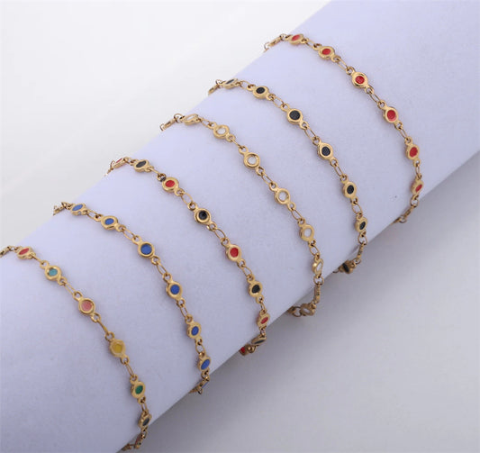 Stainless Steel Bracelet 18K Gold Plated Dripping Chain Geometric Round Element Unisex Jewelry Gift Daily Wear