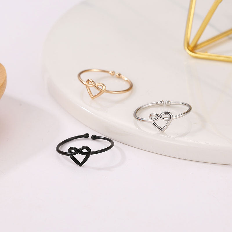 Heart Ring Adjustable Open Ring Band Metal Ring for Women Girls Love Hollow Ring Fashion Jewelry Valentine Day