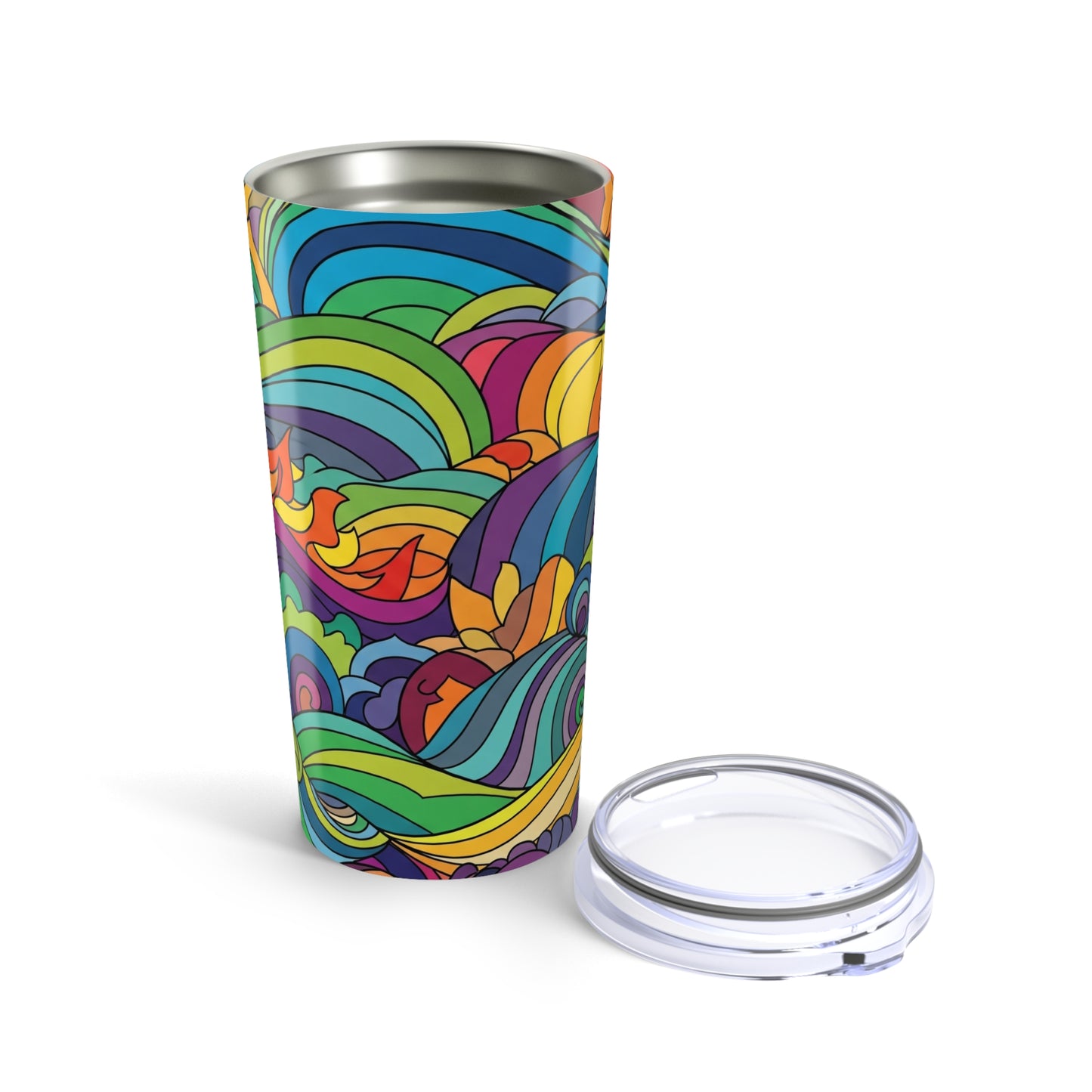 20oz Stainless Steel Tumbler With Double Wall Insulation Spill Resistant For Hot And Cold Beverages Printed Art