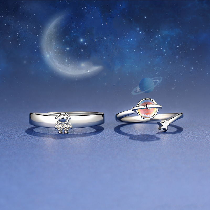 Adjustable Couple Rings For Women And Girls White Copper Rings With Gold Plated Gemstones For Matching Sets Gift Ready