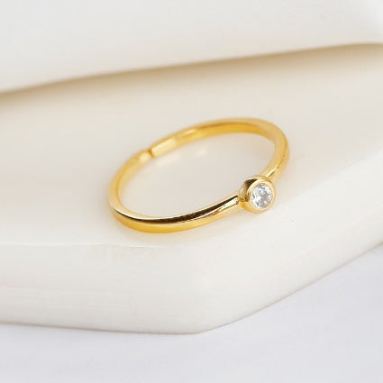 Gold Plated Sterling Silver Diamond Ring Japanese Style