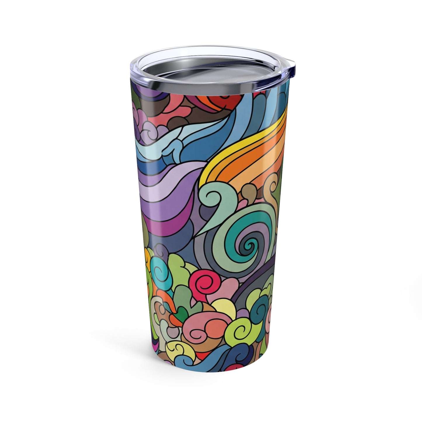 20oz Stainless Steel Tumbler With Double Wall Vacuum Insulation Travel Mug Durable Leak Proof Printed Art Design