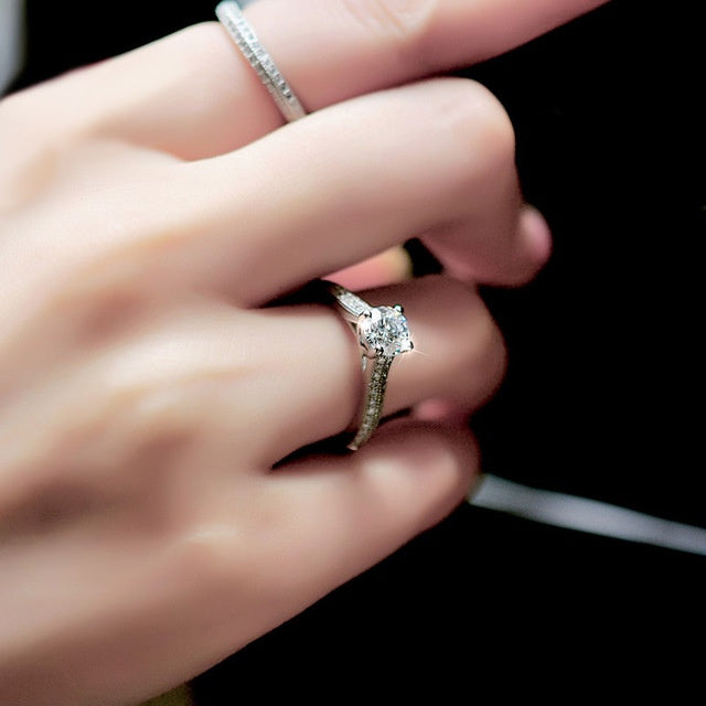 Womens Copper Ring Inlaid Zircon Elegant Metal Jewelry Sparkling Diamond Accents Anniversary Ring For Her Gift