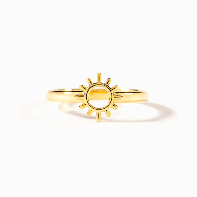 Girls Copper Plated Gold Tone Sun Ring Adjustable Opening Jewelry for Kids Cute Sunny Accessory Gift Idea Perfect