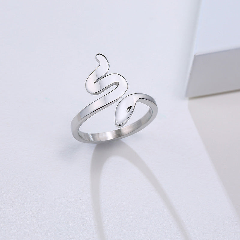 Stainless Steel Snake Ring Women Geometric Korean Style Titanium Electroplated Accessory For Openings And Gifts