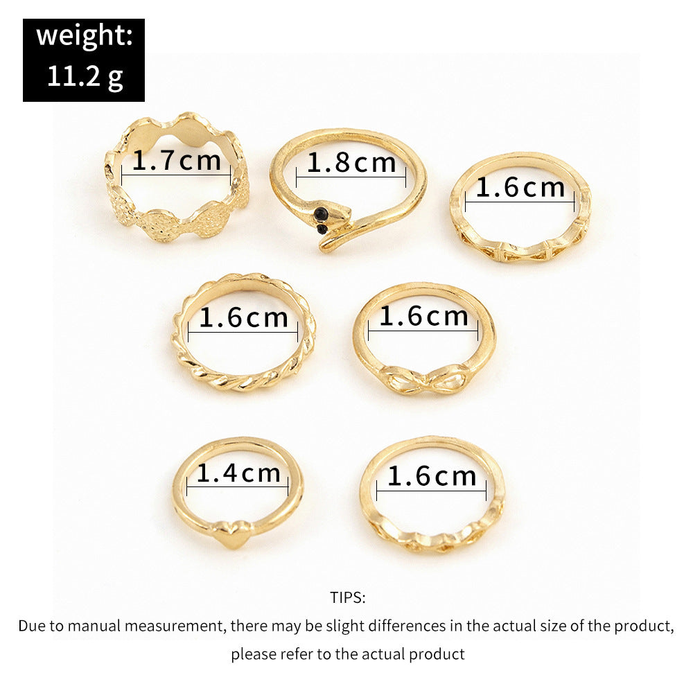 Womens Gold Plated Snake Ring Retro Black Eyed Ring European Fashion Metal Ring Eye Elements Jewelry Gift Her