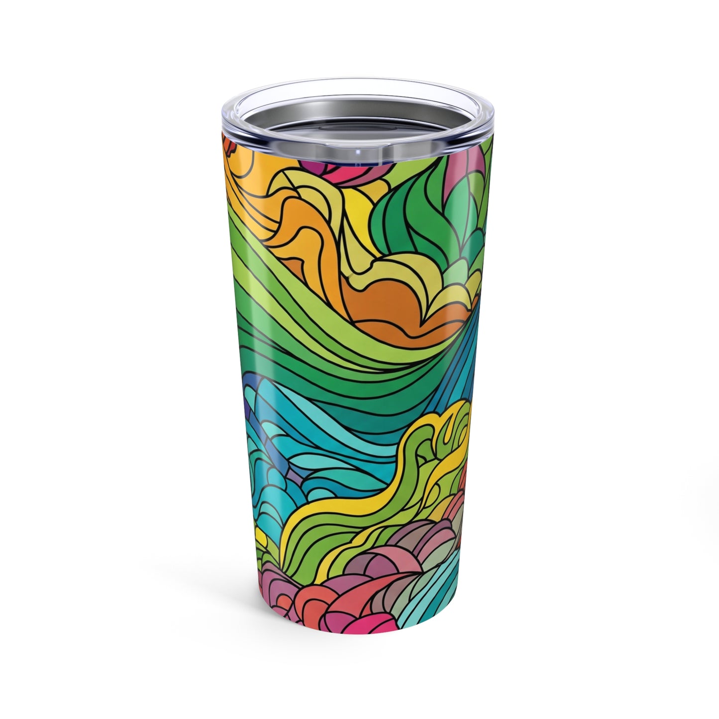 20oz Stainless Steel Travel Mug With Printed Design Double Wall Vacuum Insulated Spill Resistant BPA Free Coffee