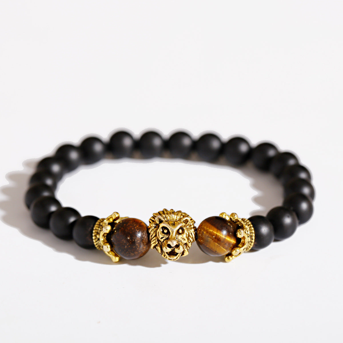 Lion Head Bracelet Volcanic Stone Beaded Elastic Bracelet For Men And Women Durable Stone Jewelry Wear Classic