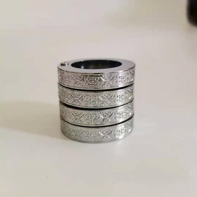 Round Lettering Old Bronze Ring Set 4 Styles Square Bronze Silver Gray Silver Gold Includes 4 Rings Ready Pack