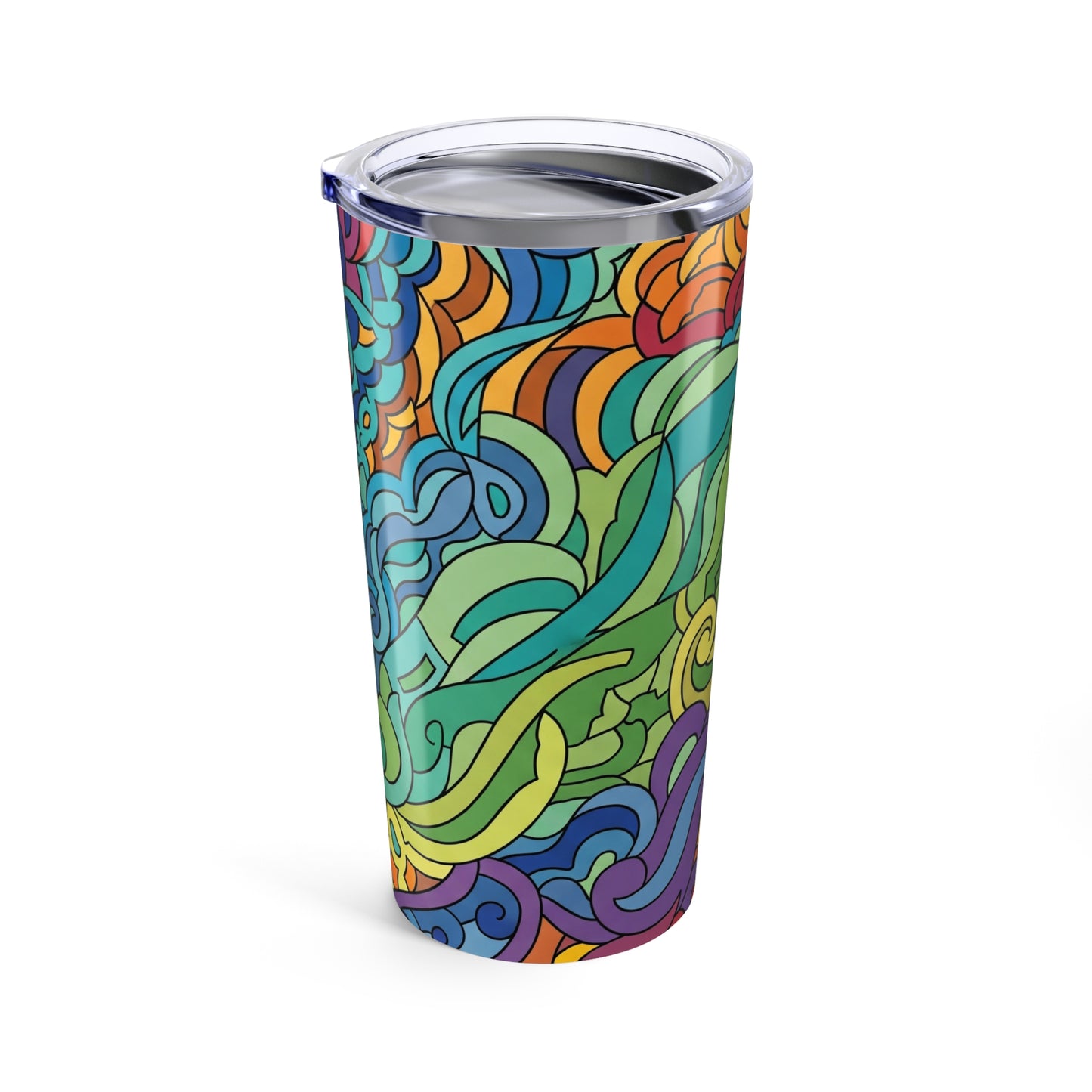20oz Stainless Steel Tumbler With Printed Design Double Wall Vacuum Insulation Spill Resistant Hot Cold Drinks