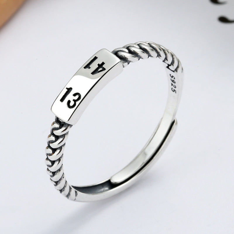 Womens 925 Silver Ring Simple Weaving Twist Band Adjustable Opening Ring Fashion Jewelry Gift for Her Everyday Use