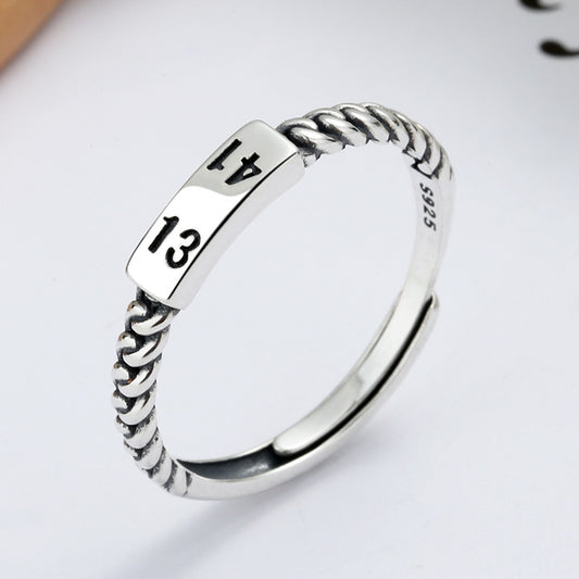 Womens 925 Silver Ring Simple Weaving Twist Band Adjustable Opening Ring Fashion Jewelry Gift for Her Everyday Use