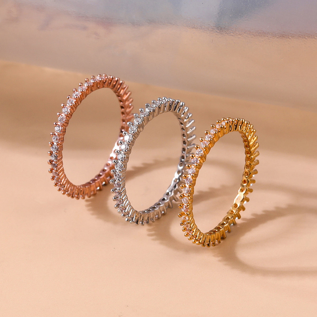 Geometric Multicolor Alloy Rhinestone Ring Set Three Piece Jewelry Fashion For Everyday Wear And Special Occasions